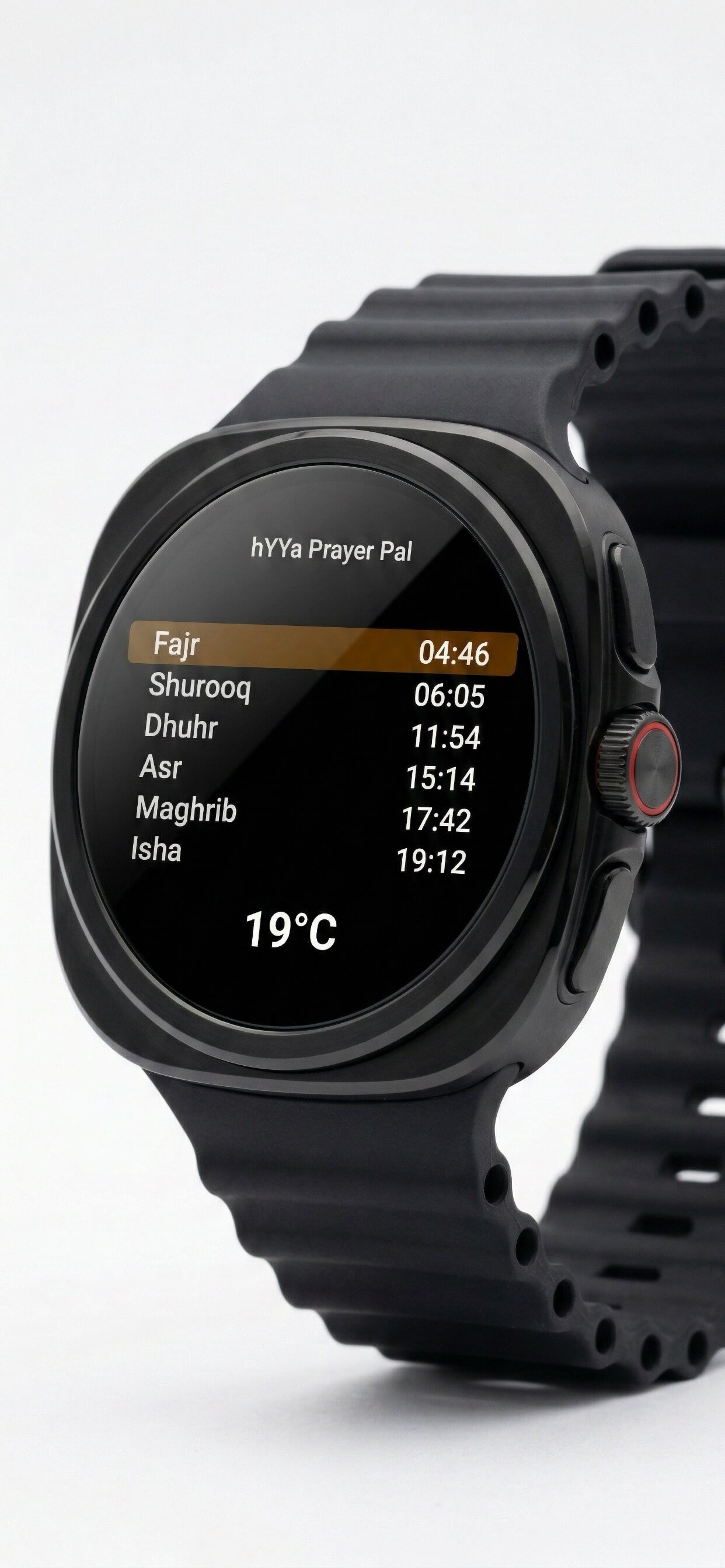 hYYa Prayer Pal watch home and widget-style view