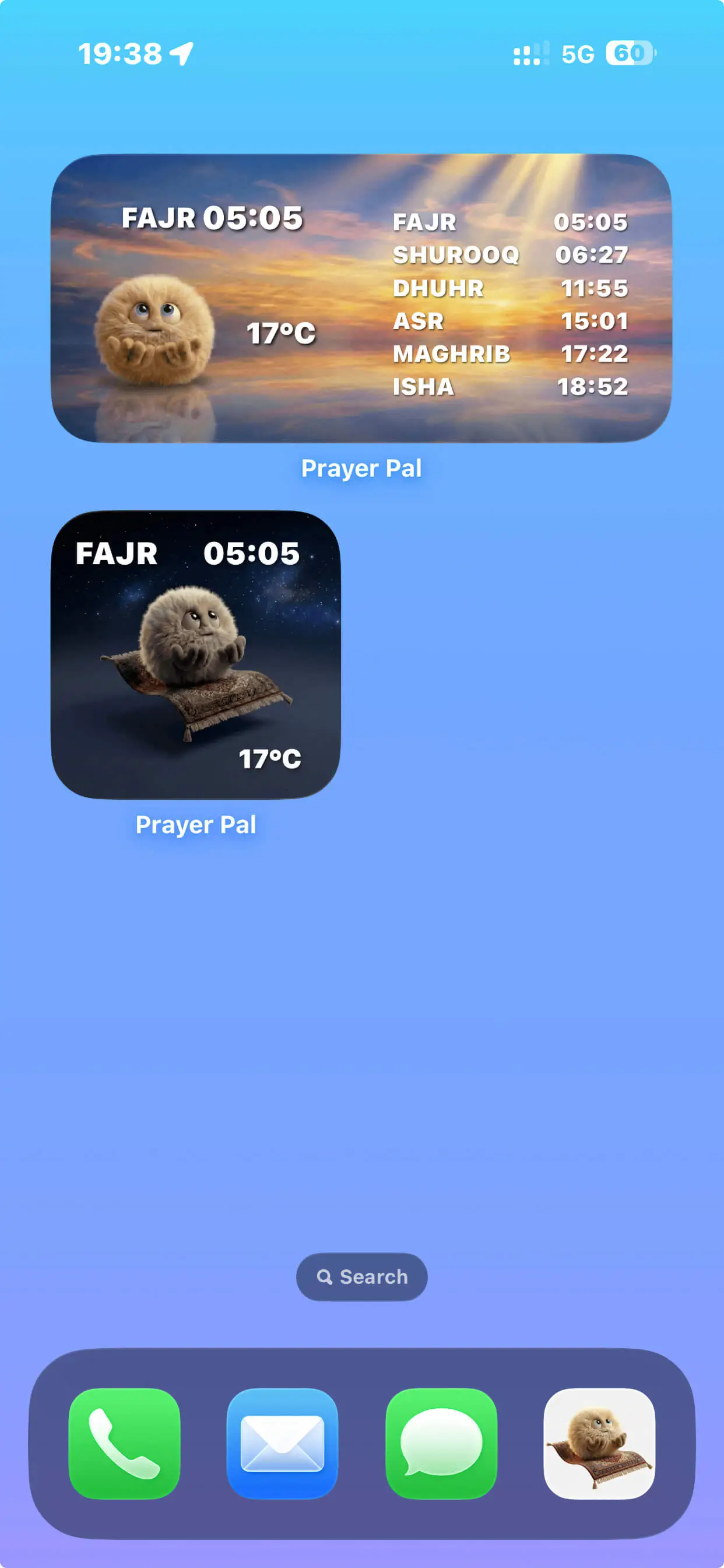Prayer Pal iOS widgets for prayer times